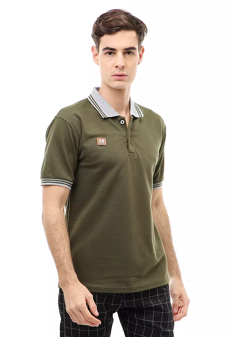 Jack Atasan Formal Kaos Polo Polos Pria Short Sleeve Material Cotton ORIGINAL - Army