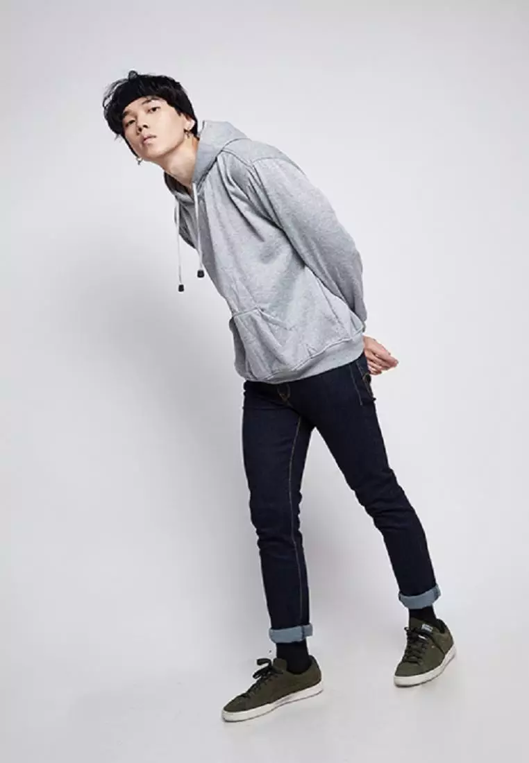 Jaket Polos Jumper Hoodie Sweater Warna Abu muda