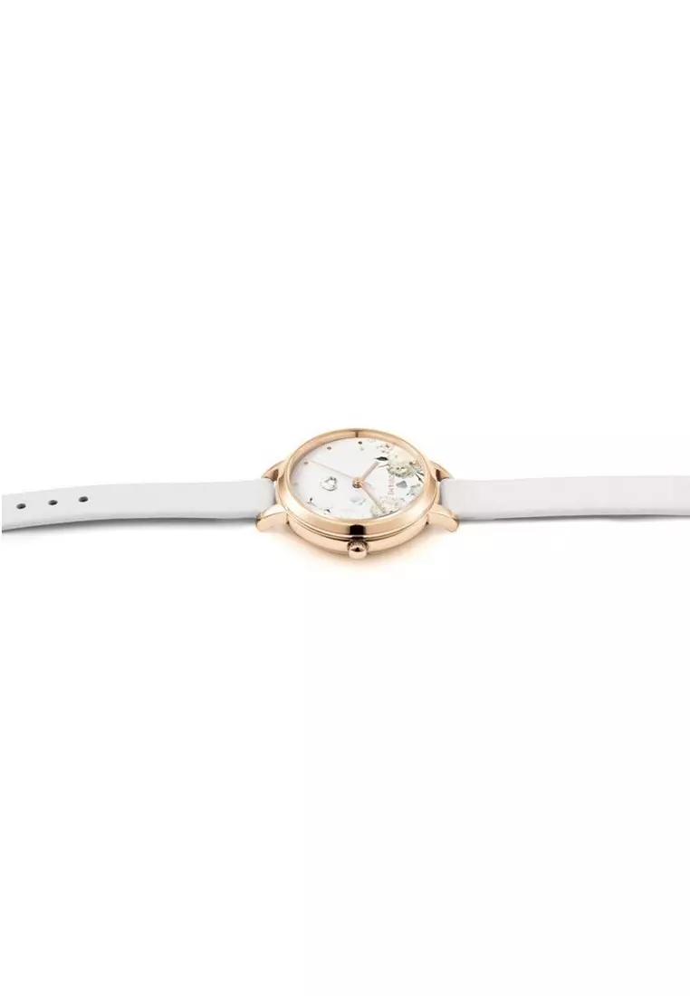 [Sustainable Watch] Oui & Me Petite Fleurette Quartz Watch White Leather Strap ME010139