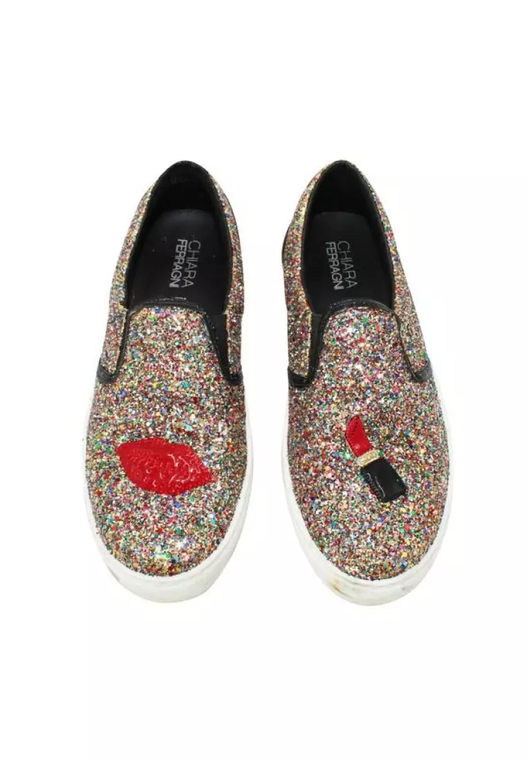 Pre Loved CONTEMPORARY DESIGNER Glitter Slip On Sneakers