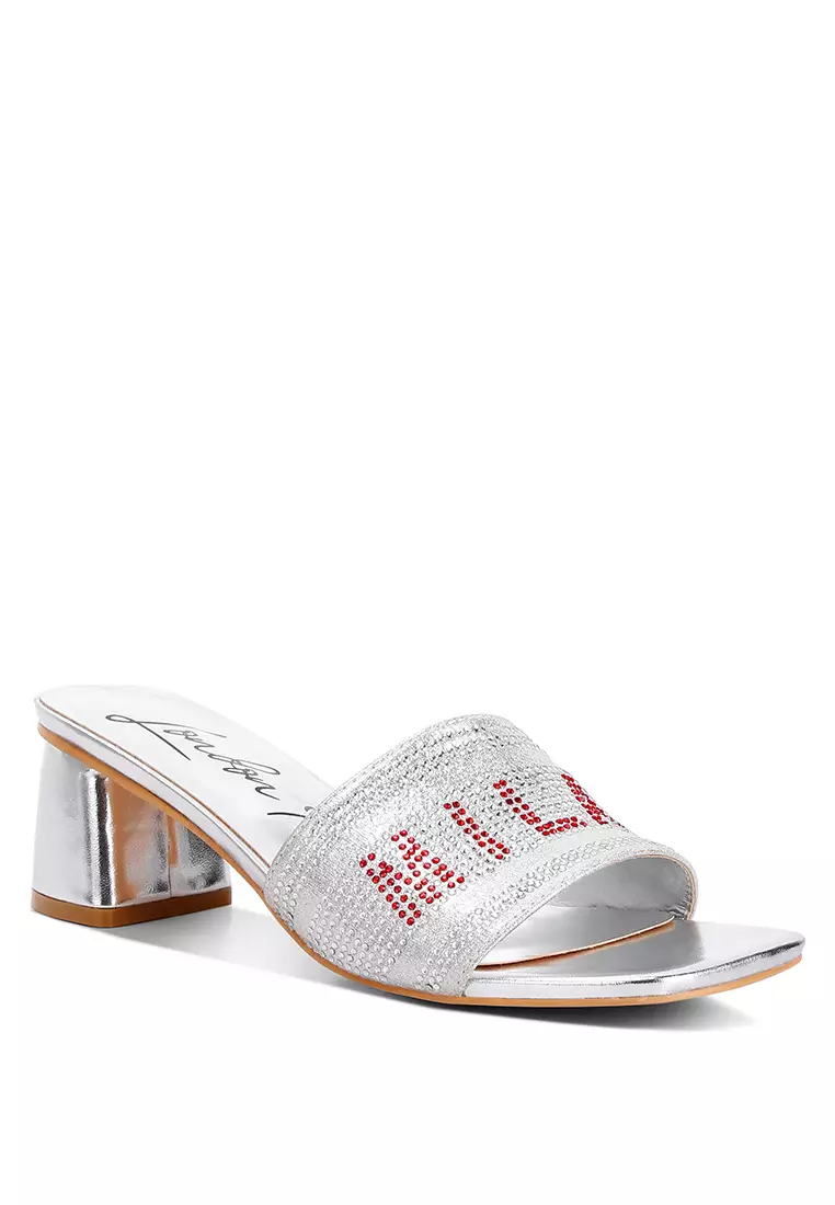 Silver Rhinestone Embellished Milan Sandals