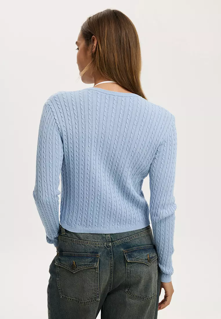 Cotton Crew Neck Cardigan