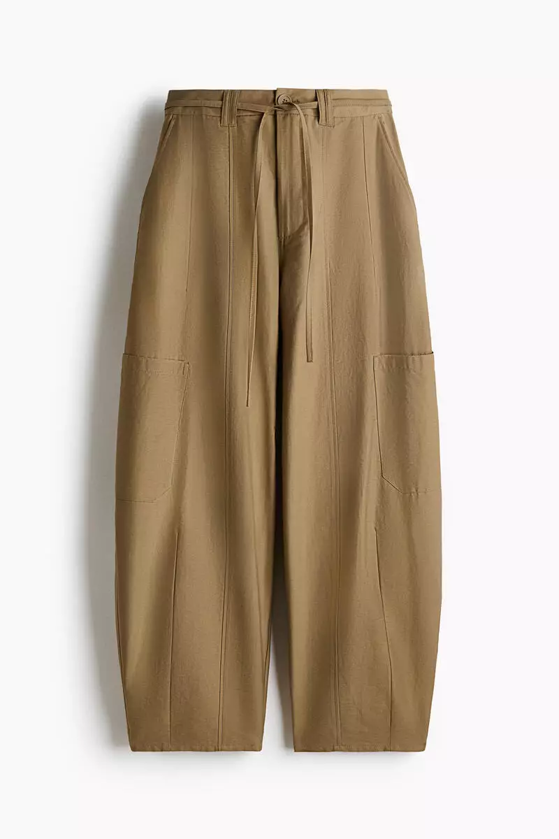 Tie-belt cargo trousers