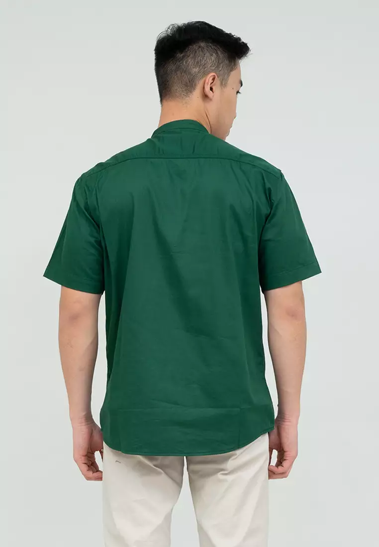 Houseofcuff Baju Koko Kemeja Lengan Pendek Pria Hijau Botol