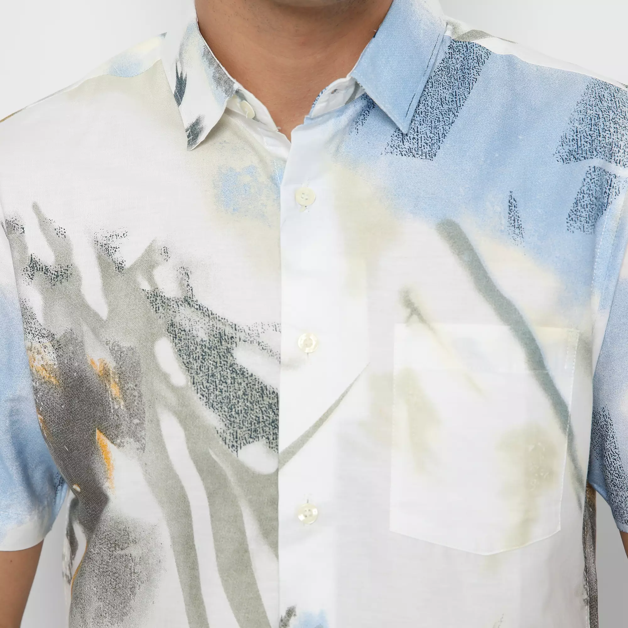 Platini Kemeja Motif Pria Lengan Pendek Katun 73261 BIRU