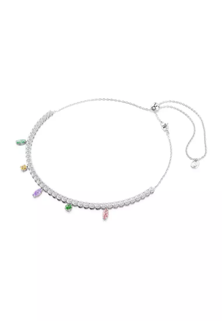 Ariana Grande x Swarovski Tennis necklace, Mixed cuts, Multicolored, Rhodium plated