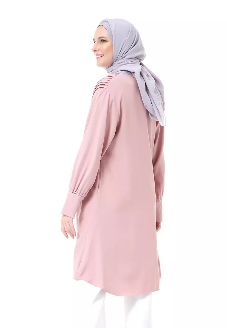 Xaula Tunik Polos Muslimah Atasan Wanita Lengan Panjang Premium High Quality - Dusty Pink
