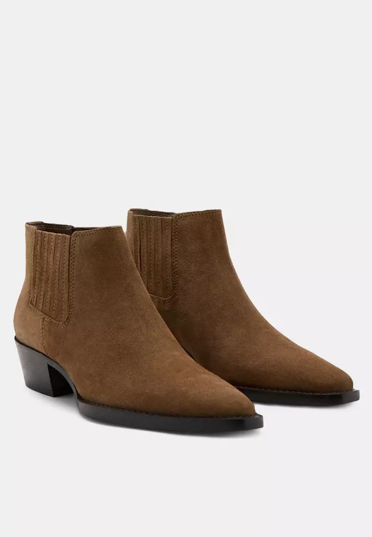 Suede Block-Heel Boots
