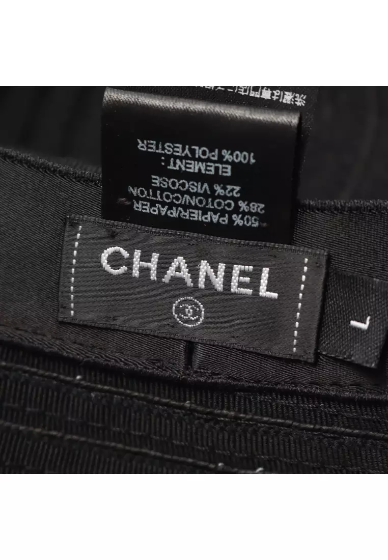 Pre-Loved Chanel coco mark bucket hat hat fabric black white