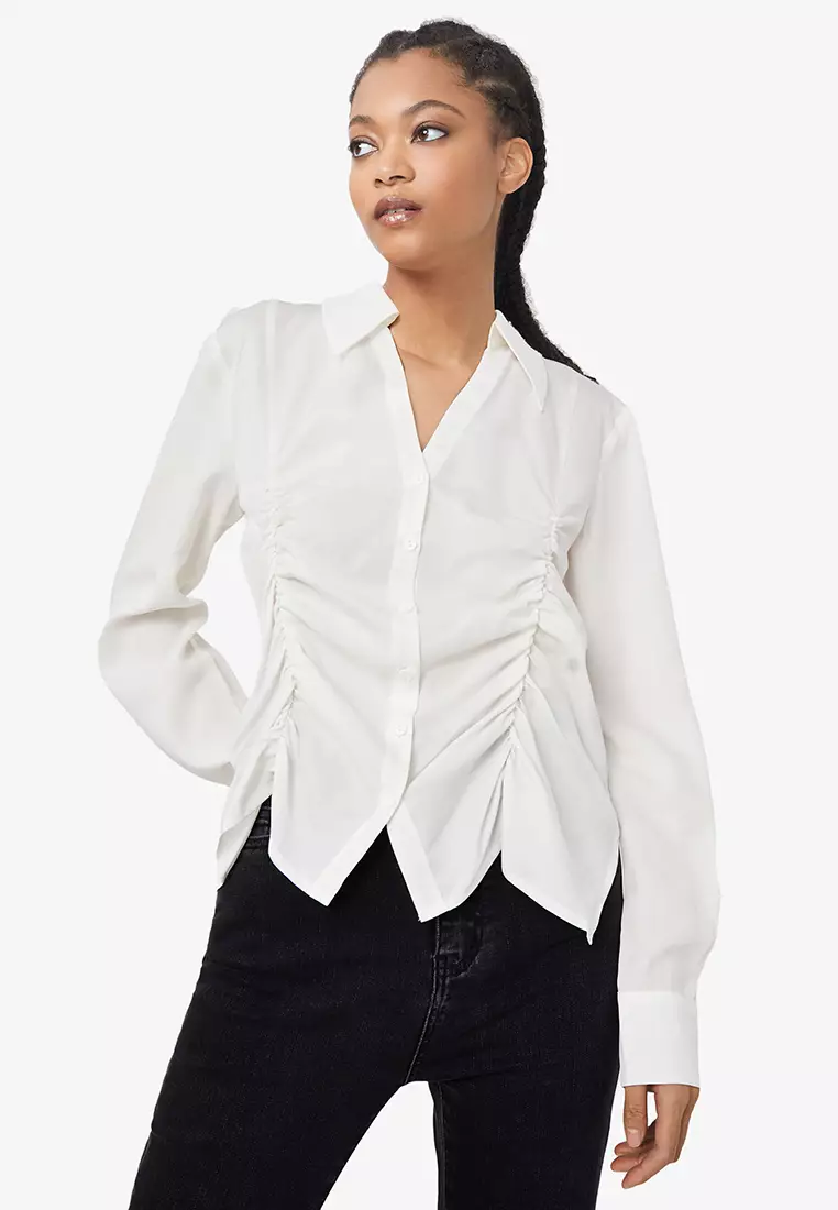 Ruched Button Up Shirt