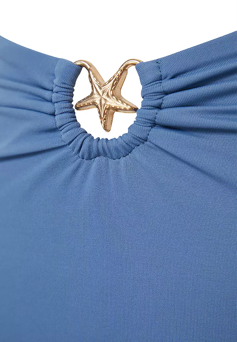 Star High Waist Ruched Hipster Bikini Bottom