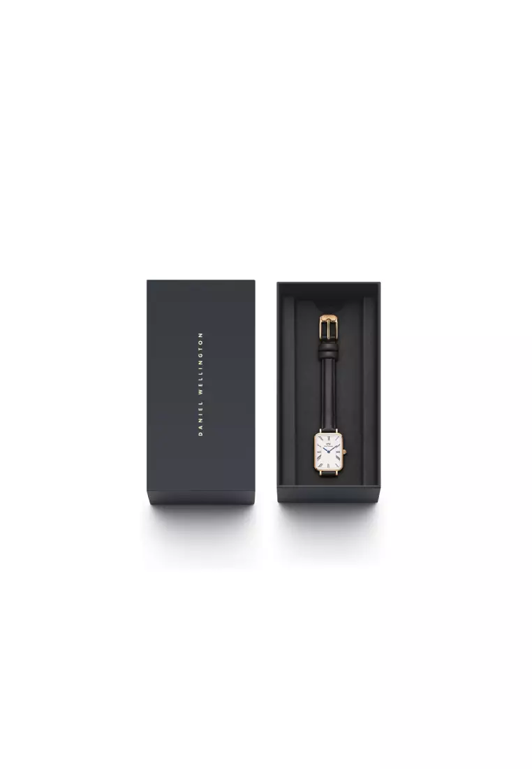 Quadro Roman numerals 20x26mm Sheffield Rose Gold White Dial - Fashion Watch for women - Stainless Steel Leather Strap Watch - Female Watch - DW Official - Authentic