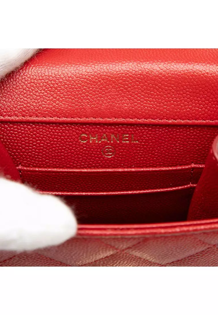 Pre-Loved Chanel Quilted Caviar Golden Class Phone Holder