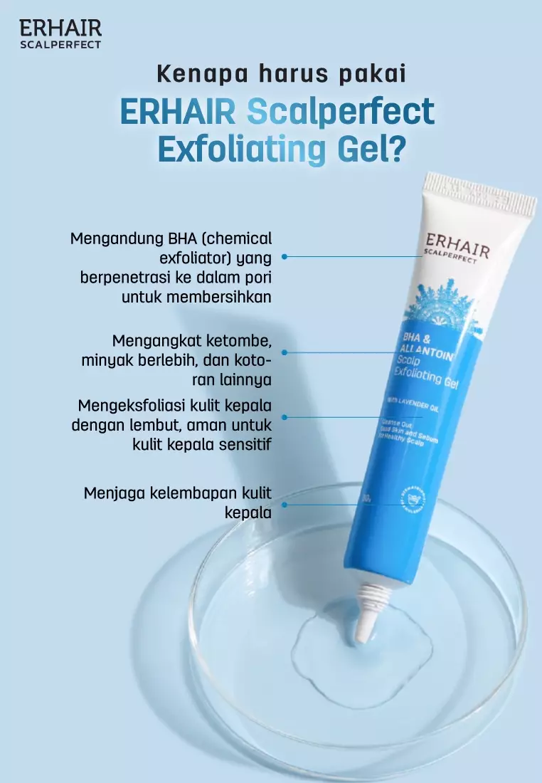 ERHAIR Scalperfect BHA & Allantoin Scalp Exfoliating Gel 30g - Gel eksfoliasi kulit kepala Anti Ketombe | 2% Salicylic Acid