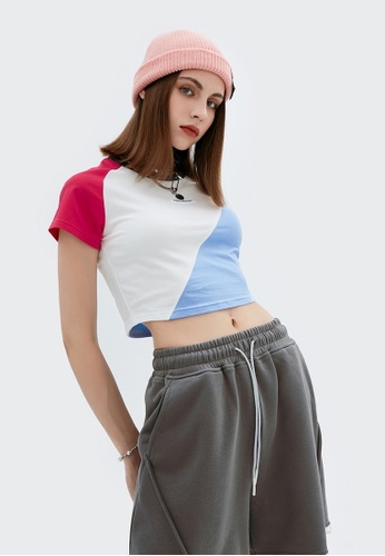 Twenty Eight Shoes white Cropped Contrast Stitched T-shirt 6303GS21 678C7AA42814D9GS_1