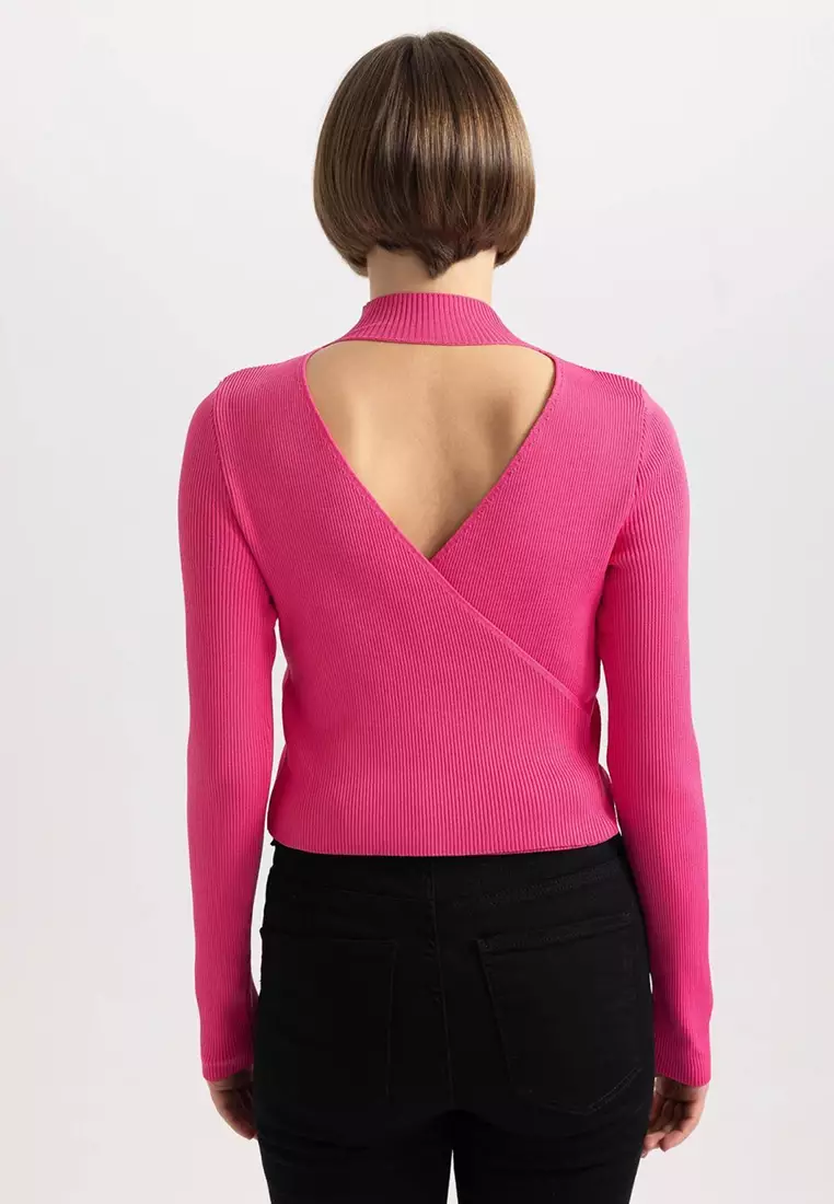 Crossover Open Back Knit Top