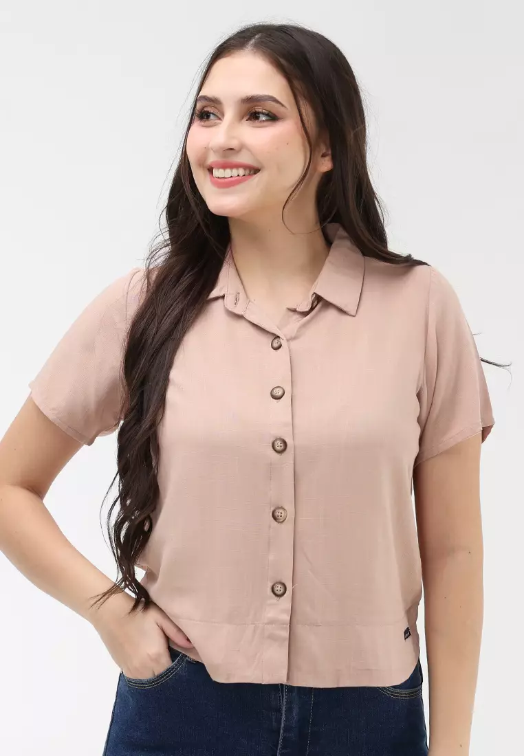 Soft Linen Woven Short Sleeves Blouse