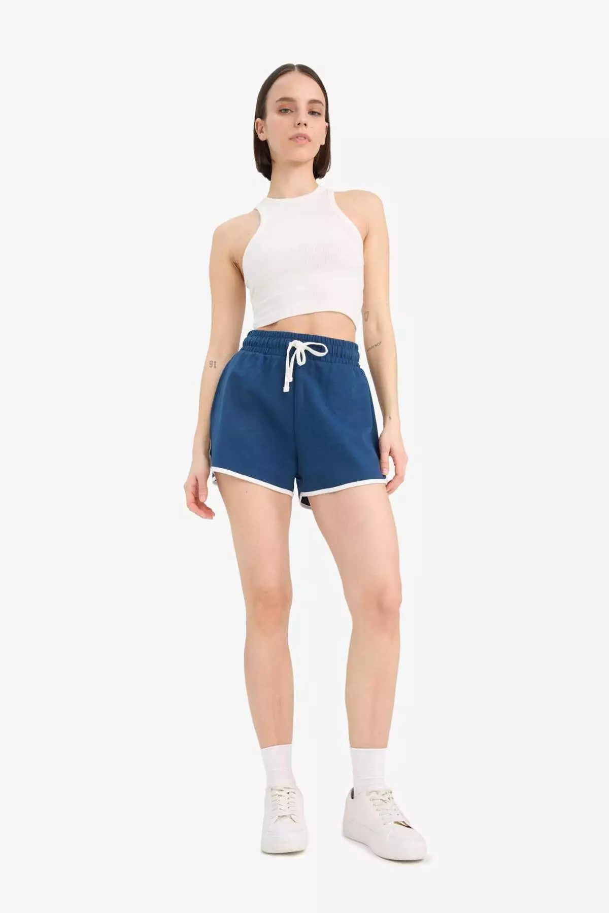 Cool Flexible Waisted Lace up Pocket Thick Fabric Shorts A6224Ax25Sm