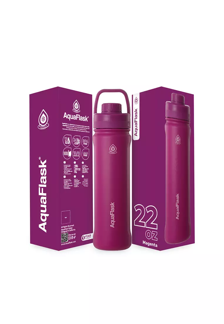 22oz Magenta New Sports Lid Bottle Wide Mouth Vacuum Insulated Stainless Steel Drinking Water Bottle