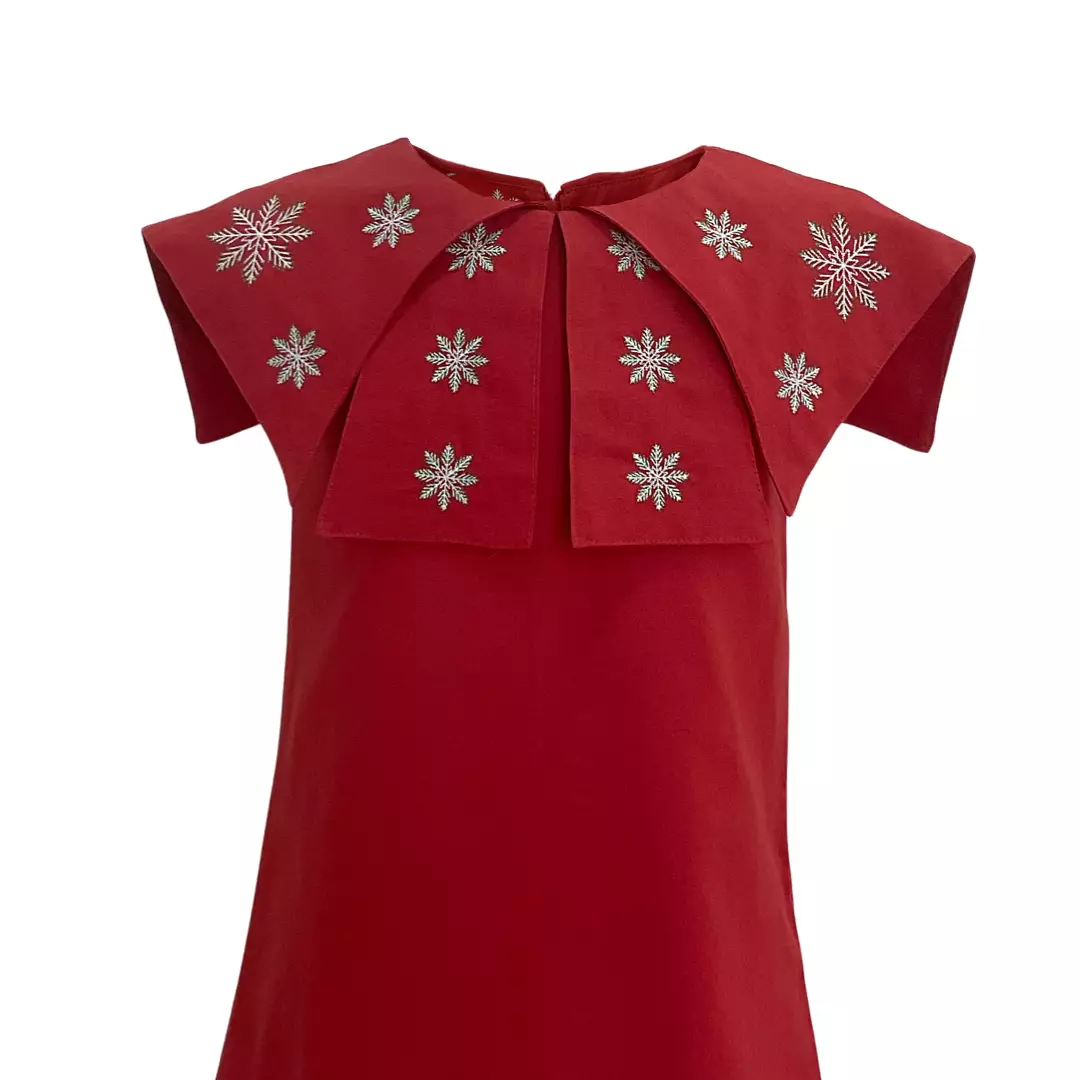 Pingu Long Dress Anak Perempuan Bordir Flower Merah 91001133G