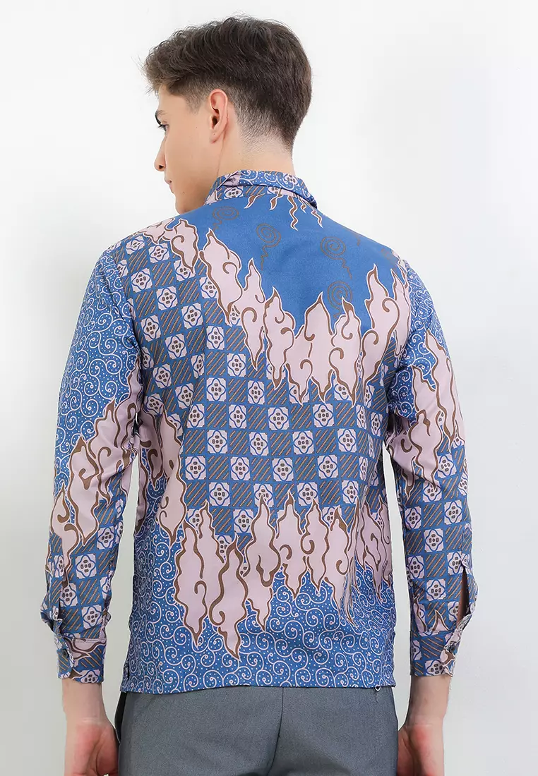 Saroja Kemeja Batik Exclusive Premium Pria Casual Modern Lengan Panjang
