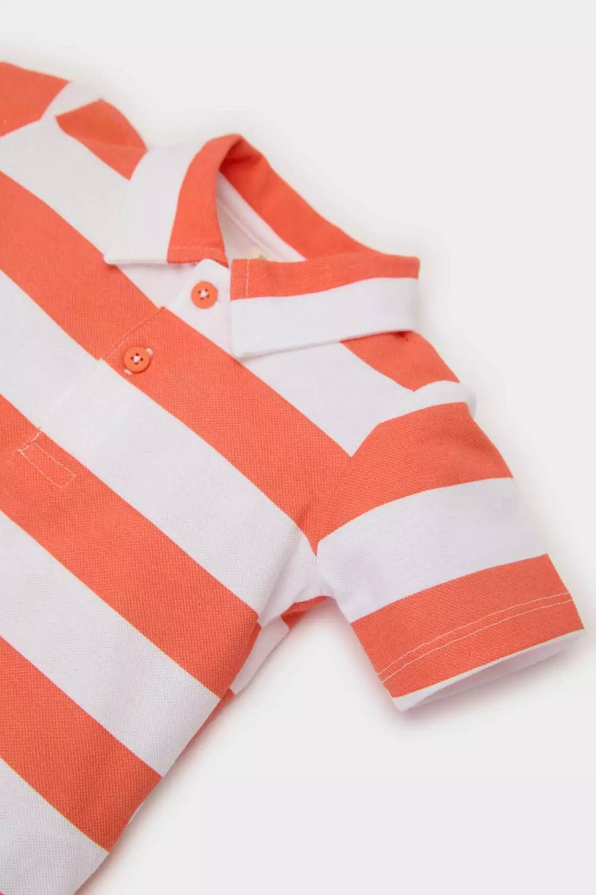Baby Boy Polo Collar Striped Pique Short Sleeve T-Shirt E6765A525Sm