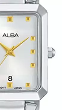 Jam Tangan Wanita Alba Classic AH7Q89 AH7Q89X1 Strap Stainless Steel Silver Color Quartz Watches White Dial Gold Color
