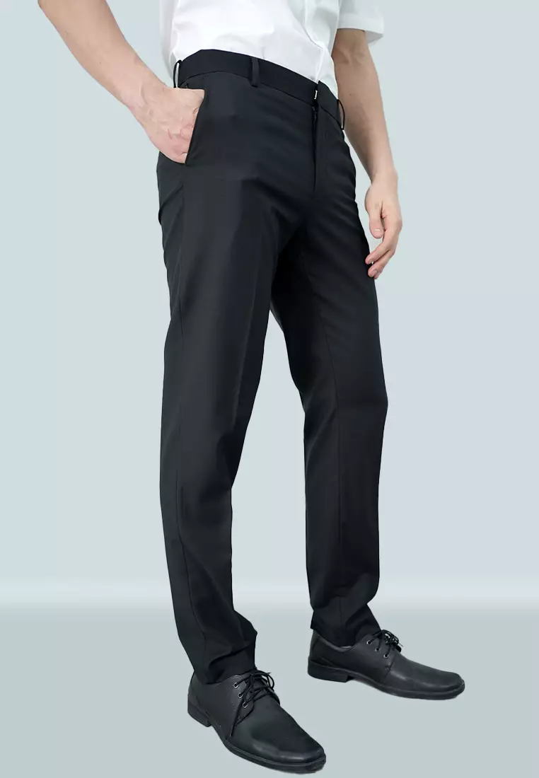 Johnwin - Celana Formal - Celana Pria - Hitam - Polyester - Slim Fit - F.1035.010.110.C