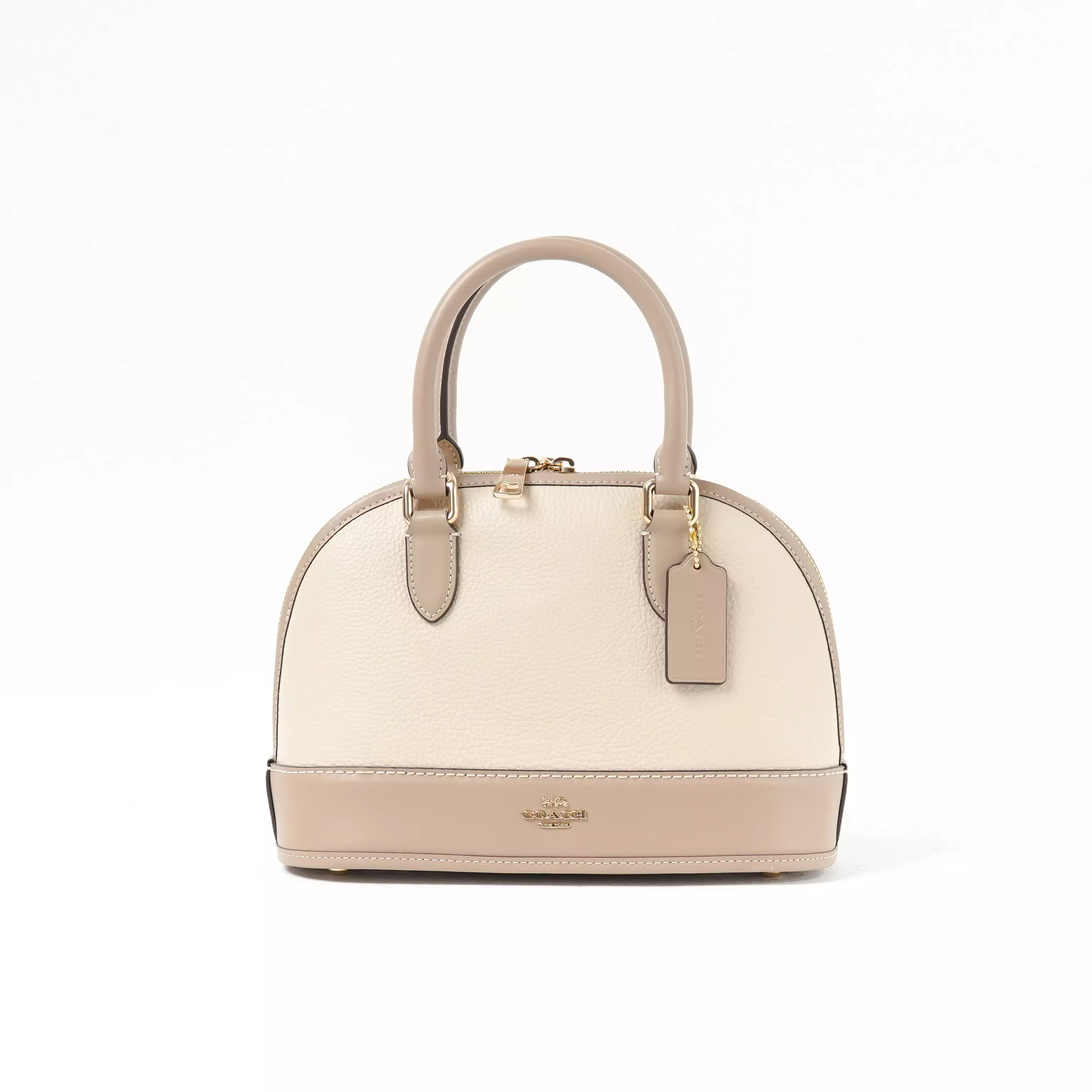 Tas COACH SABRINA GHW HALF IVORY BEIGE TOP HANDLE BAG WITH LS 100% ORIGINAL