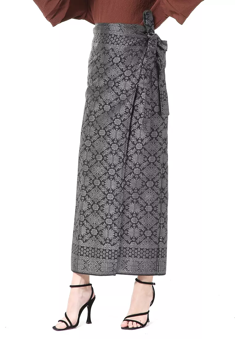 Olaf Rok Lilit Songket Batik Wanita Uniqe Design Material Viscose ORIGINAL - Black