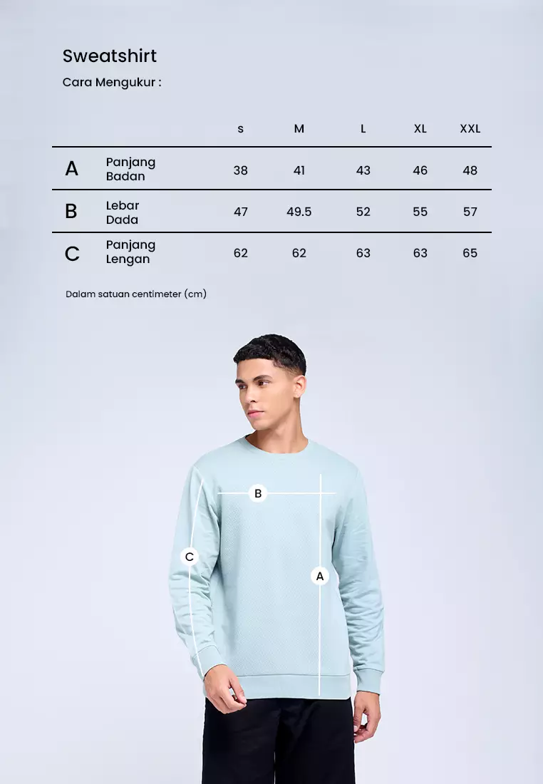 MANZONE - Sweatshirt Dobby Lengan Panjang Pria Jefro 02 - Light Blue Warna Blue_Light
