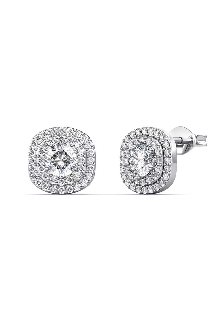Berlian Moissanite Le Diamant Earring WG [GRA CERTIFICATE MOISSANITE DIAMOND] - Anting 0.5 CT Moissanite Diamond with 925 Silver Celesta Moissanite