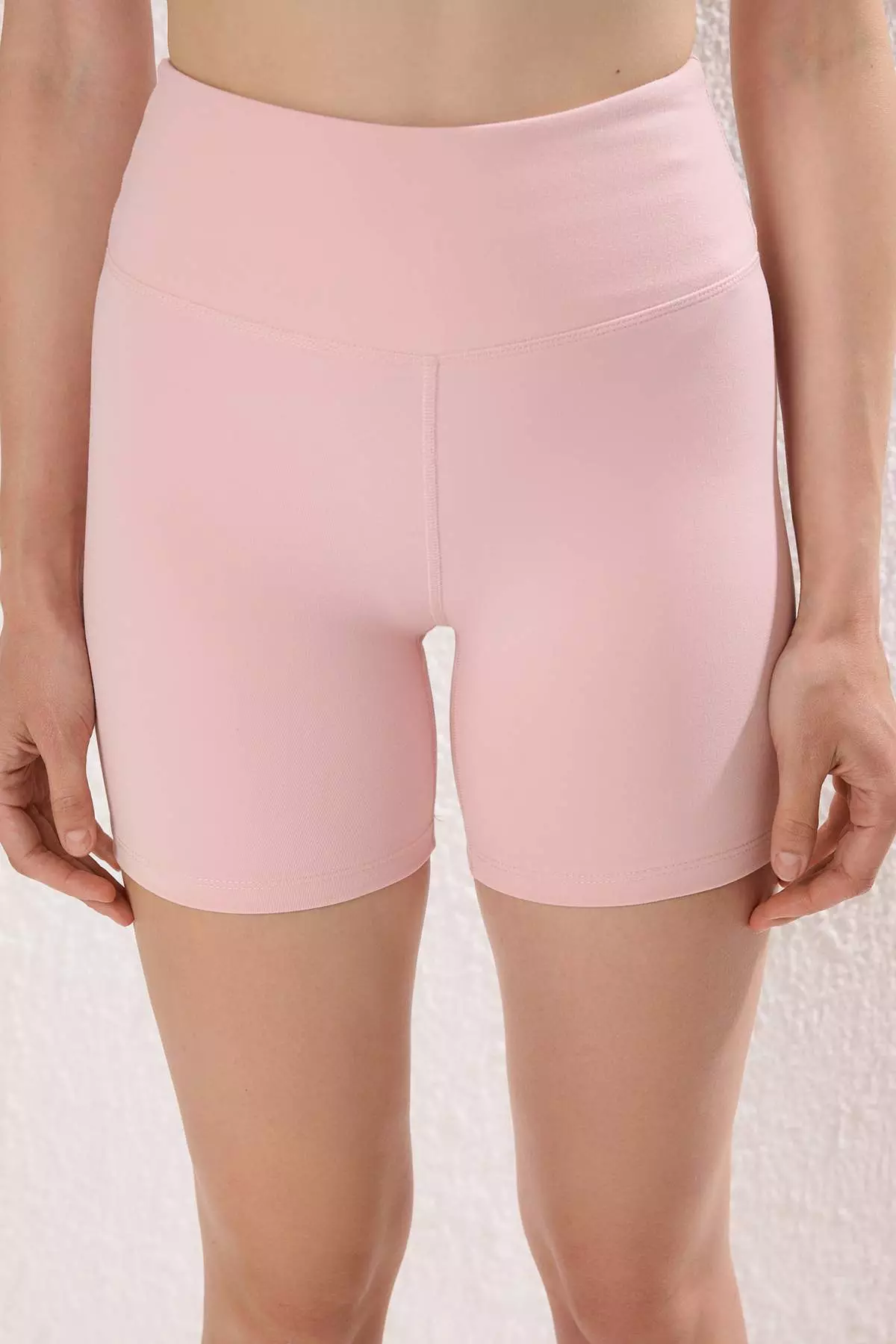 Pink Brushed Soft Inner Waist Pocket Detail Knitted Sports Shorts/Short Leggings