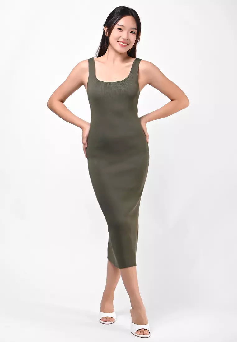 black tank dress bodycon Ardene Women's Midi Bodycon Dress in Black | Size XS