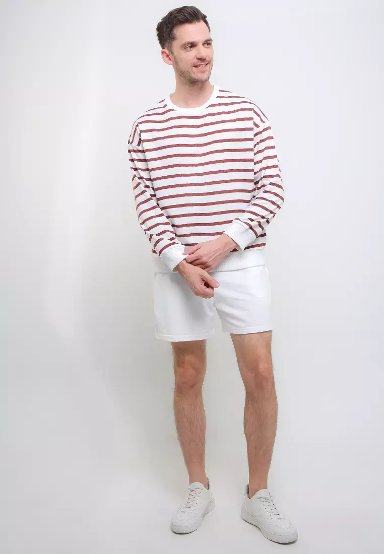 Sweater Lengan Panjang Stripe Short Pants Set