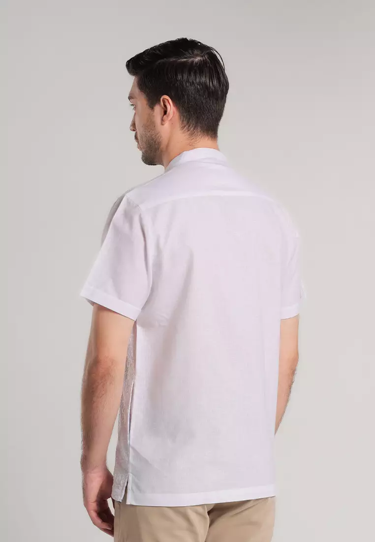 MOC Kemeja Shanghai Lengan Pendek Pria Faisal - White