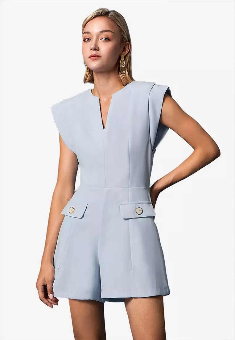 Buy Saturday Club V Neck Wide Shoulder Romper 2024 Online ZALORA