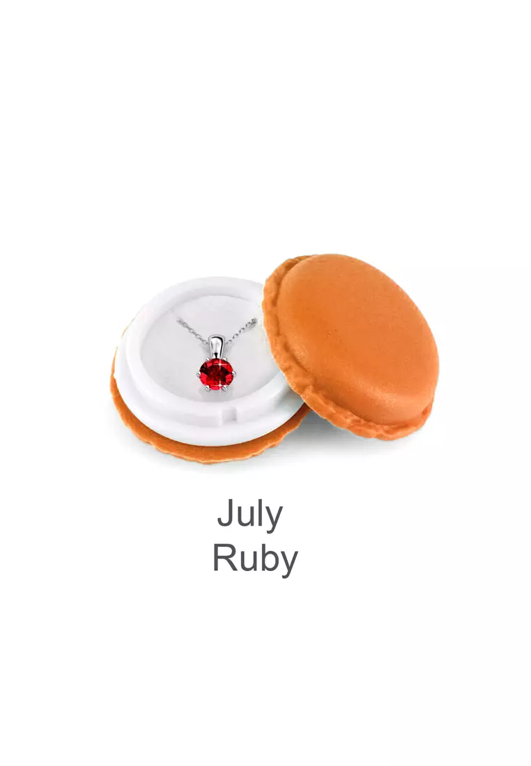 Birth Stone Pendant July Ruby - Kalung Crystal Swarovski by Her Jewellery