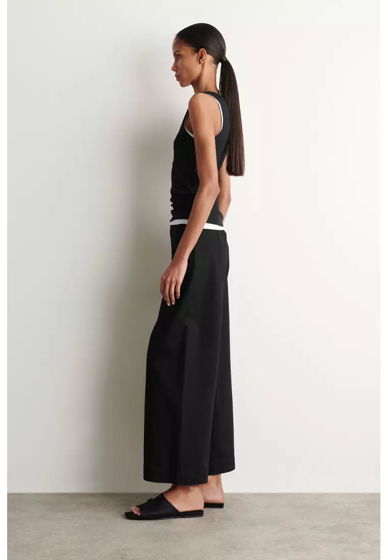 CROPPED WIDE-LEG DENIM TROUSERS