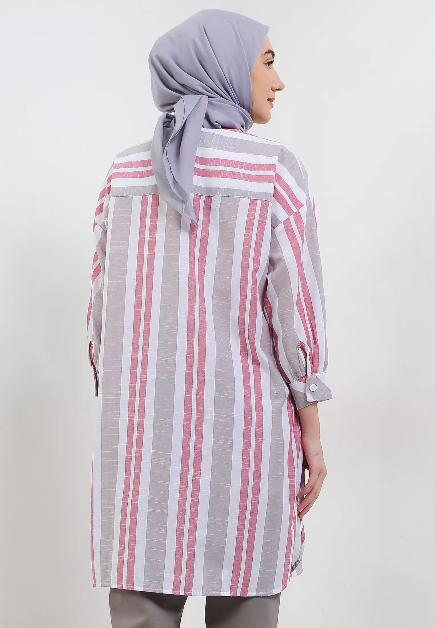 MFMW Shangrilla Tunik Merah Motif Salur