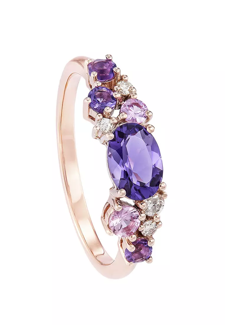 Purple diamond gold on sale ring