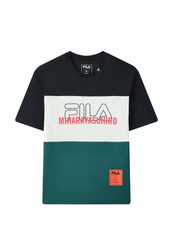 FILA black FILA x Maison MIHARA YASUHIRO Color Blocks Logo Cotton T-shirt C9AFCAAAF2E2F2GS_1