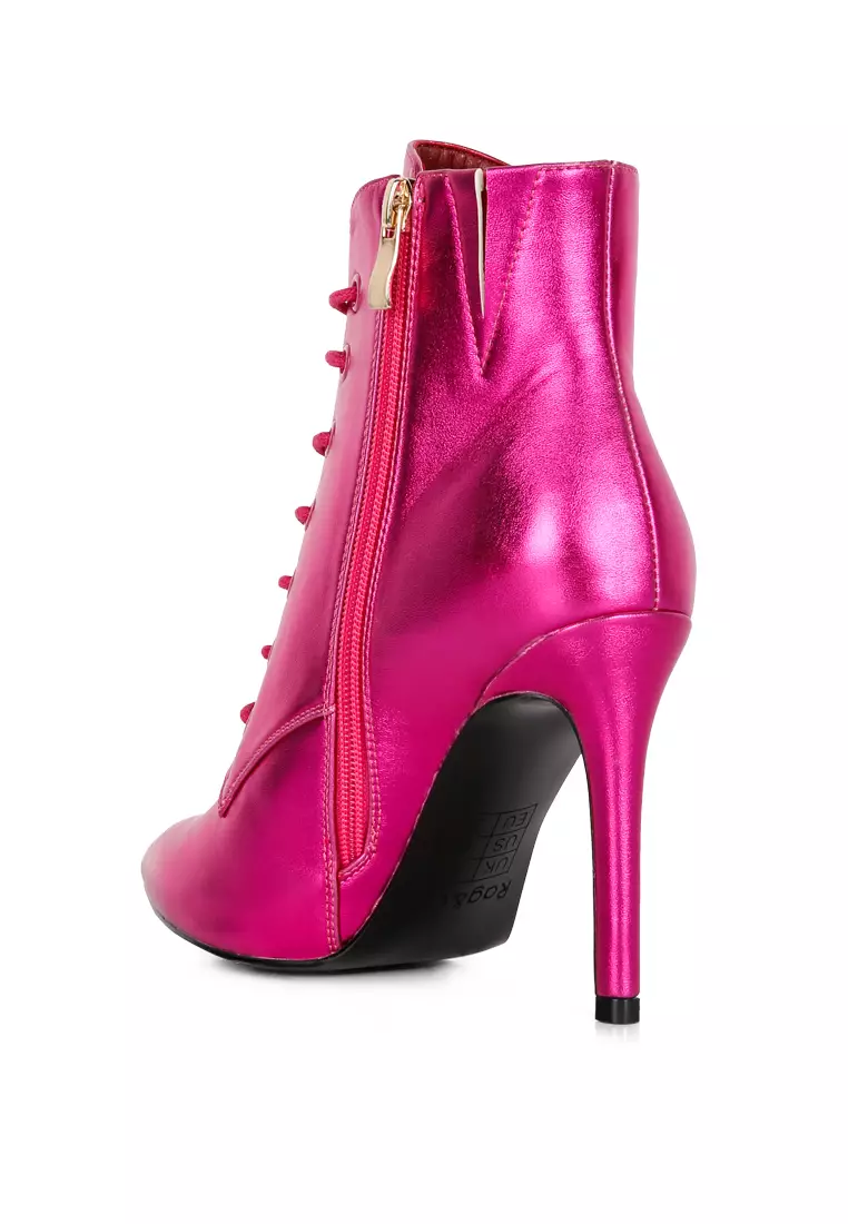 Buy Rag & CO. Fuchsia Metallic High Heeled Ankle Boot Online ZALORA