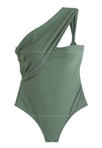 LYCKA green LNN1280 Korean Lady One Piece Swimwear Green D029CUSDAD6ECBGS_1