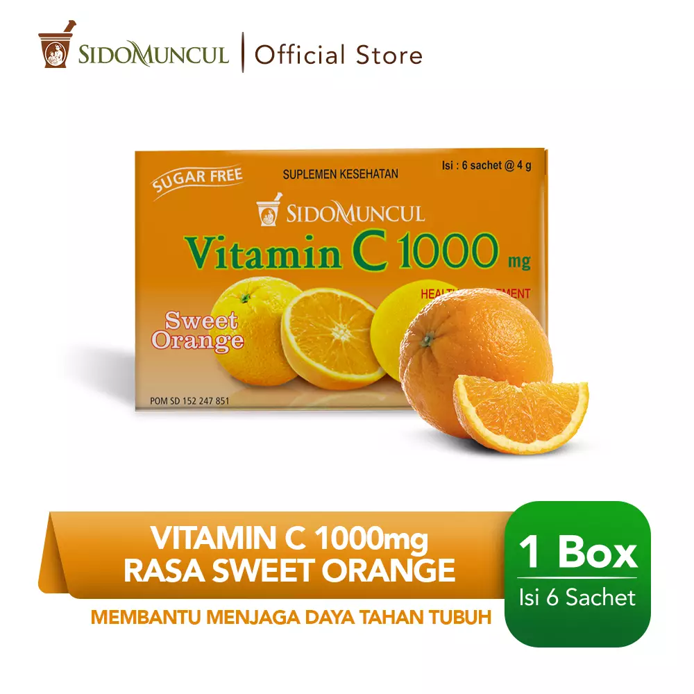 Jual Sido Muncul Sido Muncul Vitamin C 1000 Serbuk Orange 6's - Jaga ...