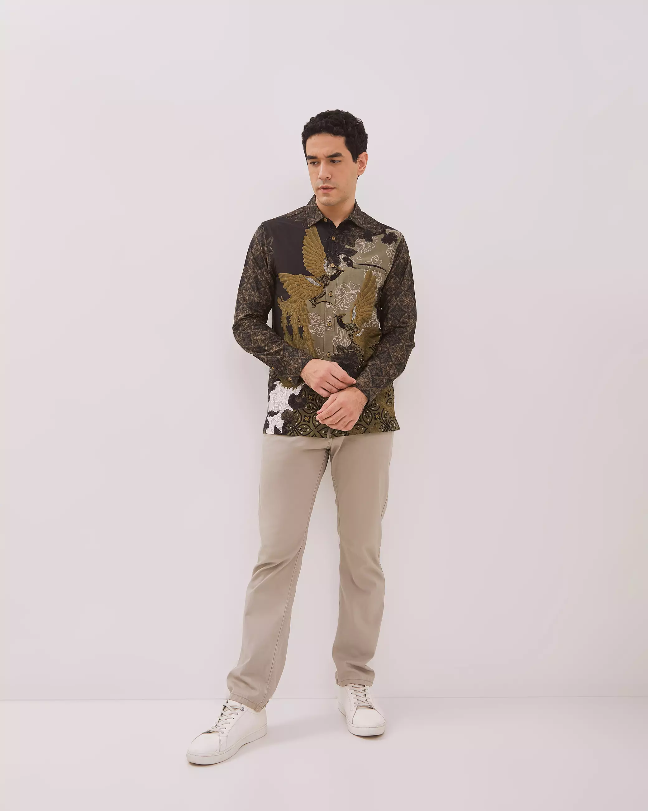 AMK Kemeja Batik Pria Lengan Panjang SHB Banjarejo Ls Olive