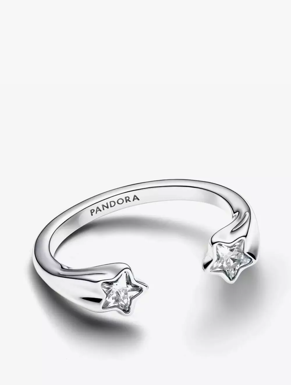 Nothern star sterling silver open ring with clear cubic zirconia