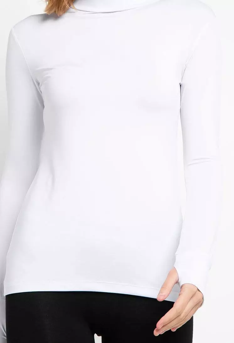 LSB15 Sport inner polos thumbhole kaos olahraga td active wanita putih