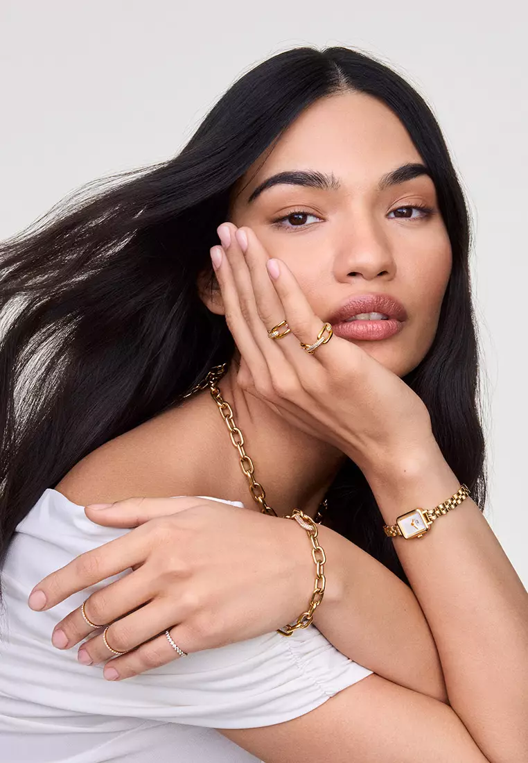 Quadro Mini Arch 3-Link White Silver Sunray Gold Women Watch stainless steel watch DW Official Authentic Original