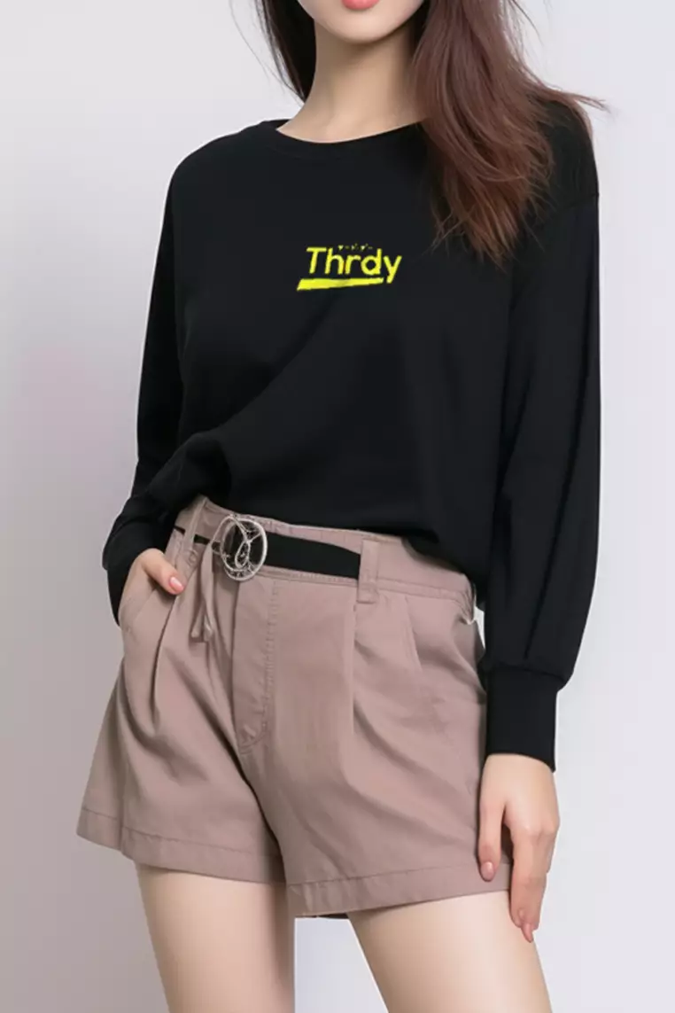 LTC34 lv thrdy kuning hitam kaos hijab ladies